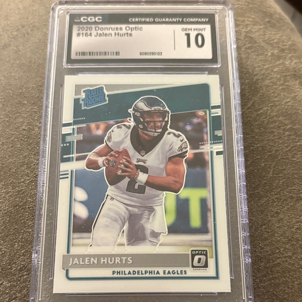 Donruss Optic Jalen Hurts Card - Teal and White